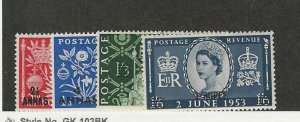 Oman, Postage Stamp, #52-55 Mint NH, 1953 Queen Elizabeth