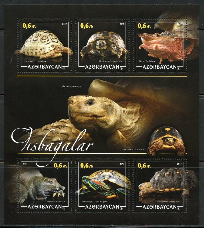 AZERBAIJAN 2017  TURTLES  SHEET MINT NEVER HINGED