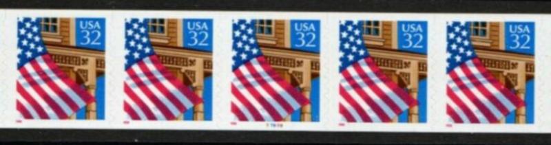 US Stamp #2915A MNH Flag Over a Porch PS5 #66666A Coil Strip