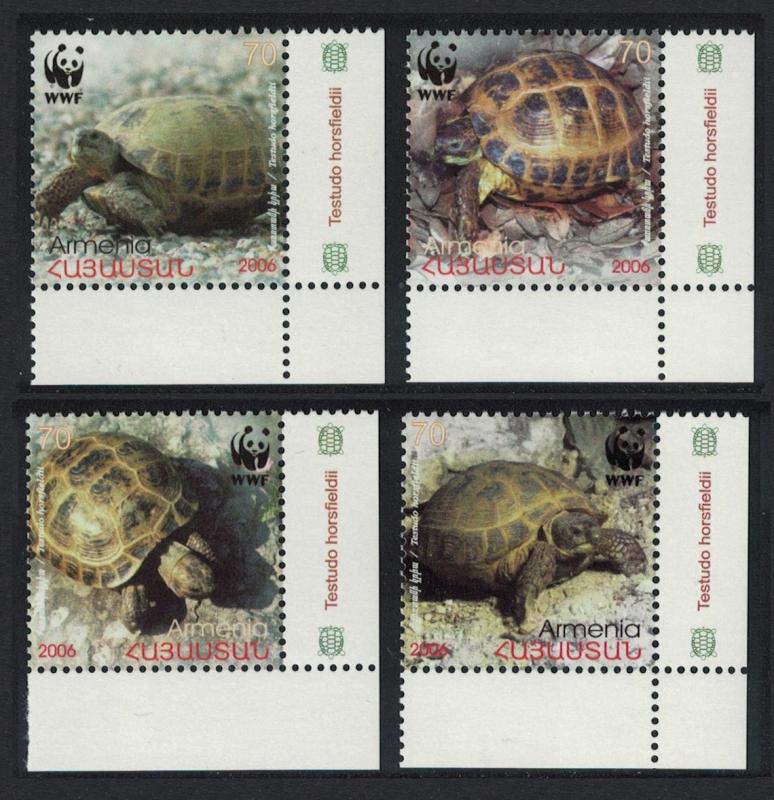 Armenia WWF Four-toed Tortoise 4v Bottom Right Corners SG#605-608 SC#753-756