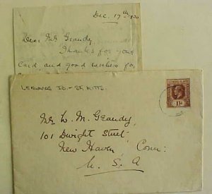 LEEWARD ISLANDS COVER WITH LETTER  STI. KITTS 1930 TO USA