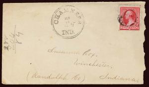 Chamness, Indiana Scott 220 1895 double-ring circular date stamp