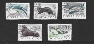 RUSSIA - 1971 SEA MAMMALS - SCOTT 3882 TO 3886 - USED