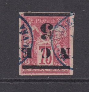 New Caledonia, Scott 7a (Yvert 7a), used (tear), Inverted Surcharge