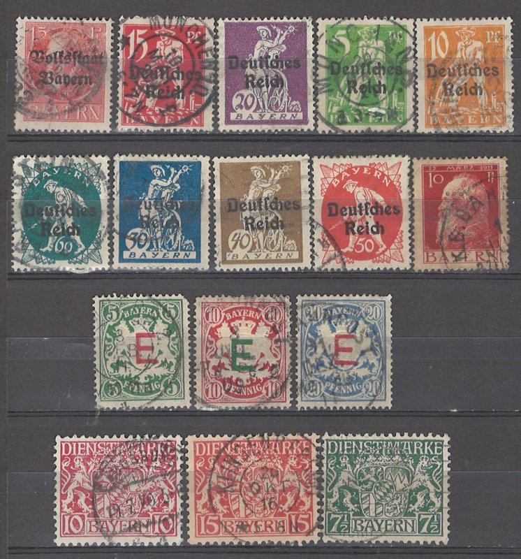 COLLECTION LOT # 5064 BAVARIA 16 STAMPS 1908+ CV+$20