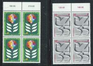 UN-Vienna  #12-13  Plate numbered  Blocks (MNH)  CV $5.50