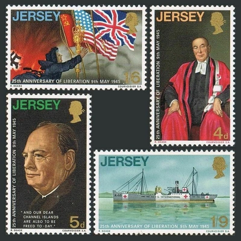 Jersey 26-29,MNH. Jersey's liberation-25.Winston Churchill,Red Cross Ship VEGA.