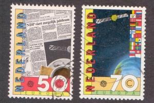 Netherlands  #650-651   used  1983   Europa   satellite   / newspaper