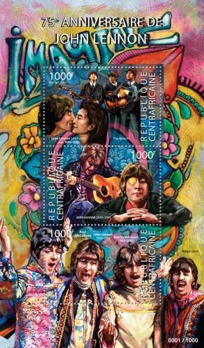 CENTRAFRICAINE 2015 SHEET JOHN LENNON THE BEATLES SINGERS MUSIC