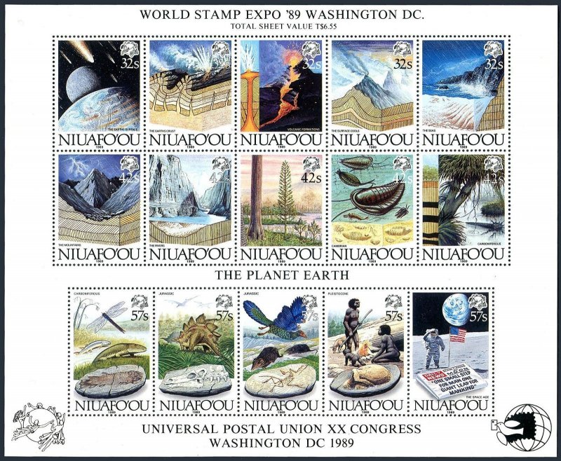 Tonga-Niuafo'ou 123 an sheet, MNH. Mi 139-152. EXPO-1989 THE PLANET EARTH, UPU.