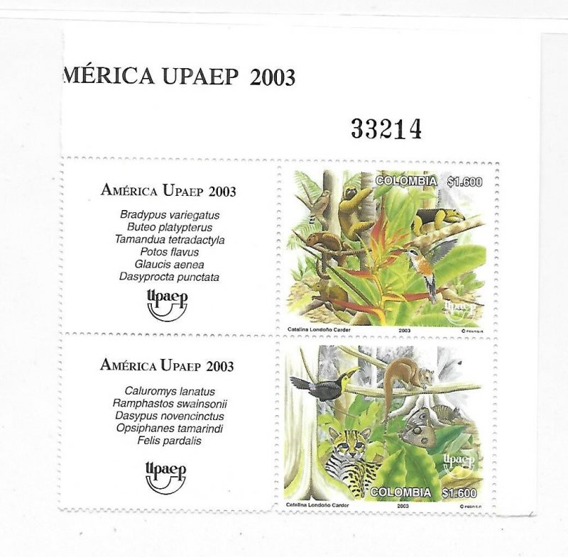 Colombia 2003 UPAEP Flora and Fauna Sc 1214 pair MNH C1