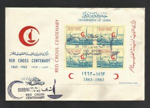 DUBAI 1963 RED CROSS CENTENARY 1863-1963 FDC