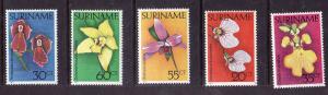 Suriname-Sc#460-4-unused NH set-Orchids-Flowers-1977-