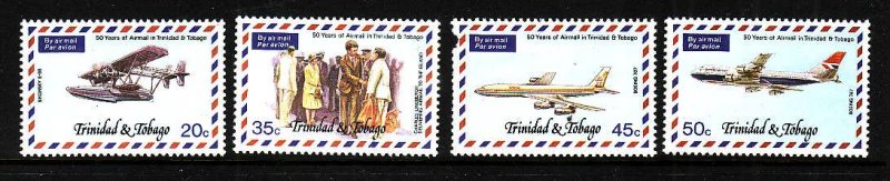 Trinidad & Tobago-Sc#268-71-unused NH set-Planes-Aircraft -1977-#270 has a pulle