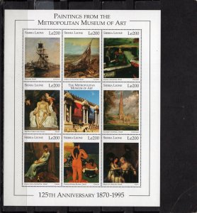 SIERRA LEONE 1996 PAINTINGS FROM METROPOLITAN MUSEUM SET OF 4 SHEETS & 4 S/S MNH 