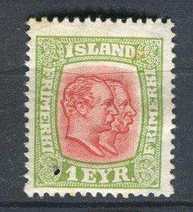 ICELAND; 1907 early Double Kings issue fine Mint 1e. value