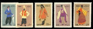 Iran #1015-1019 Cat$125+ (for hinged), 1955 Costumes, set of five, never hing...