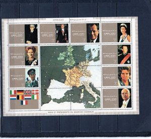 AJMAN 1973 FAMOUS PEOPLE/EUROPEAN LEADERS SHEET OF 9 STAMPS MNH