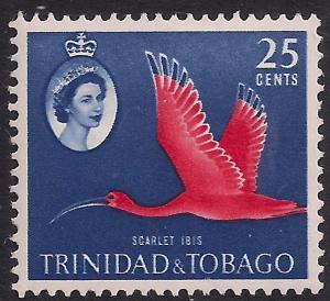 Trinidad & Tobago 1960 - 67 QE2 25ct Scarlet Ibis MM SG 292 ( M1292 )