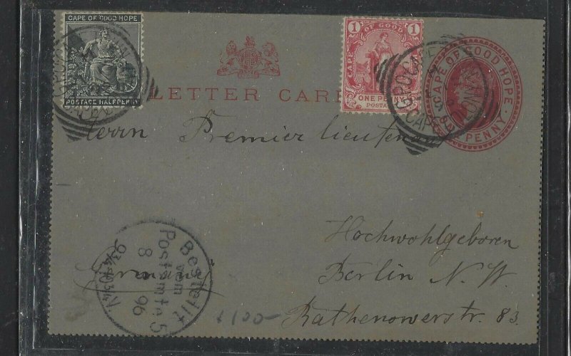 CAPE OF GOOD HOPE COVER (PP2707B)  QV 1D PS LETER CARD +1/2D+2D TO GERMANY