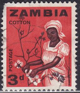 Zambia 7 USED 1964 Woman Picking Cotton