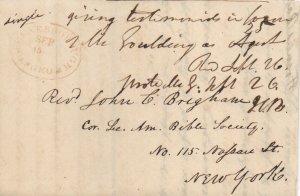 Georgia Stampless Cover, Greensborough Sept 15, 1838 Red Oval Bib Soc -Contents