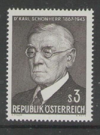 AUSTRIA SG1495 1967 BIRTH CENT OF DR.KARL SCHONHERR(POET) MNH