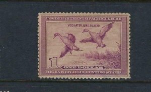 US #RW5- 1938 HUNTING PERMIT (DUCK STAMP) MINT NEVER HINGED