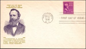 Scott 824 19 Cents Hayes Holland FDC Unaddressed  Planty 824-8