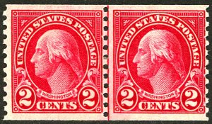 U.S. #599 MINT LINE PAIR OG HR