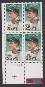 2417 Lou Gehrig MNH Plate block - LL