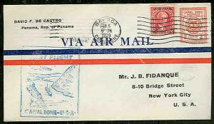 CANAL ZONE, 1929, 2¢ Air Postal Env, w/Centered Inscription var., First Flight