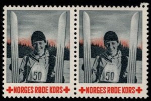 Vintage WW II Norway Poster Stamp Norwegian Red Cross