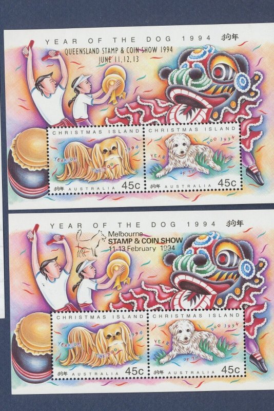 CHRISTMAS ISLAND - Scott 359c & 359f - MNH S/S - year of the dog & overprints