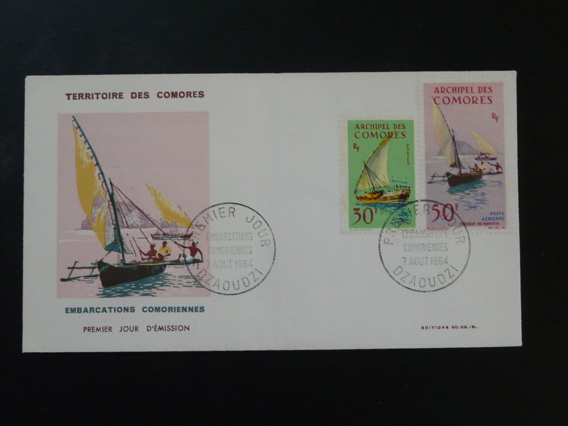 ship boat felouque FDC Comoros 1964