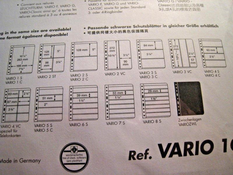 VARIO STAMP STOCK SHEETS - 16 UNOPENED PACKAGES OF 5 SHEETS EACH - 11 DIFFERENT 