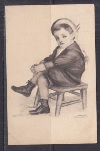 UNITED STATES, 1910 ppc. Young Boy on Chair, 1c. Chicago to Milwaukee. 