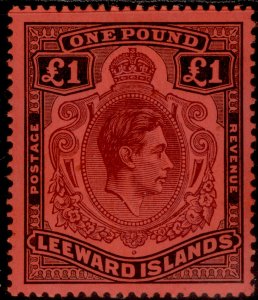 LEEWARD ISLANDS GVI SG114, £1 brown-purple & black/red, M MINT. Cat £375.