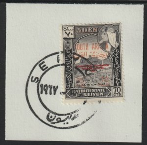 ADEN - KATHIRI 1966 OLYMPICS  35f on 70c on piece with MADAME JOSEPH  POSTMARK