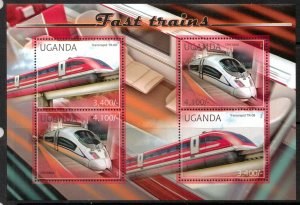 UGANDA 2012 EXPRESS TRAINS SHEETLET MNH