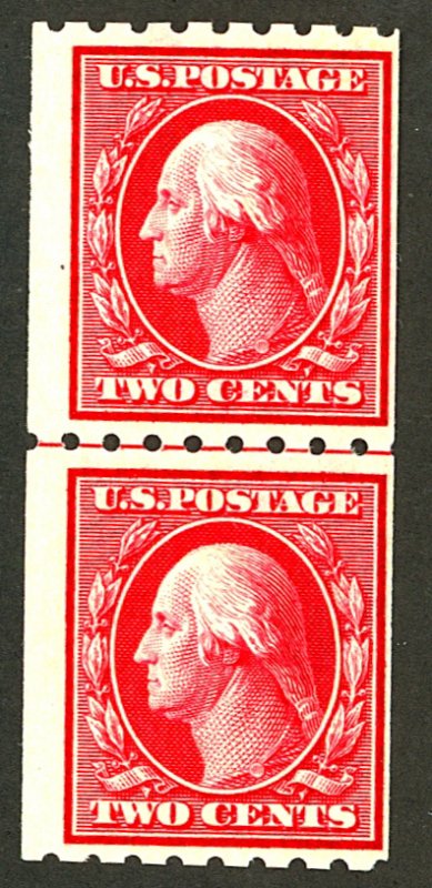 U.S. #388 MINT LINE PAIR OG HR