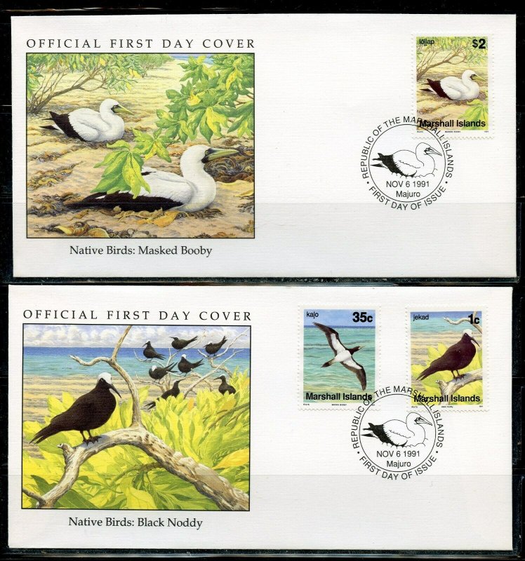 MARSHALL ISLANDS NOV 1991 BIRDS   ON 4  FIRST DAY COVERS 