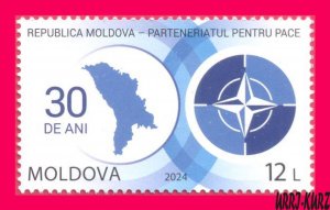 MOLDOVA 2024 Moldova-NATO Partnership for Peace 30th Annivers Map Emblem 1v MNH