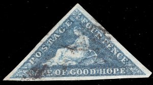MOMEN: CAPE OF GOOD HOPE SG #19c STEEL BLUE 1864 USED £275 LOT #65675 