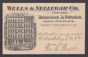 US Sc UX12 miscut 1897 Advertising Postal Card for Hardware & Cutlery, Chicago.