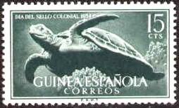 Swimming Turtle, Spanish Guinea stamp SC#335 Mint