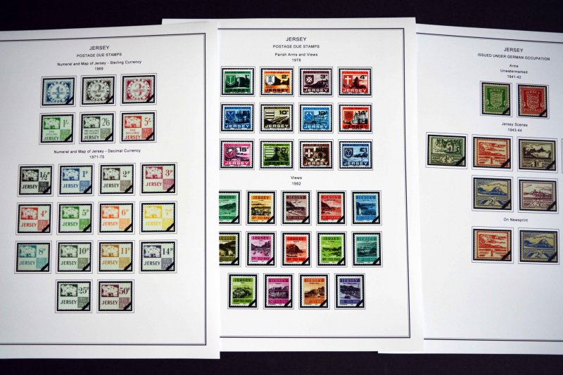 COLOR PRINTED JERSEY 1958-2010 STAMP ALBUM PAGES (198 illustrated pages)