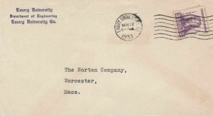 U.S. EMORY UNIVERSITY, Dept. of Engineering, GA.1933 Cancel Stamp Cover Rf 47506