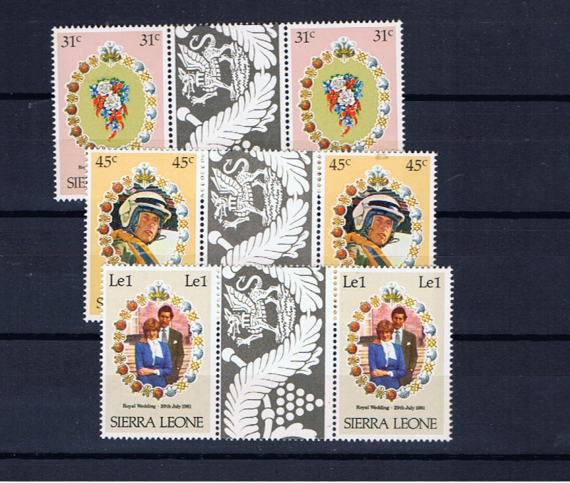 SIERRA LEONE 1981 ROYAL WEDDING GUTTER PAIRS