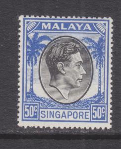 SINGAPORE, 1950 KGVI perf. 17 1/2 x 18, 50c. Black & Blue, lhm.